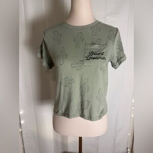 Electric Pink Women’s Cactus Print Tee – Size Small